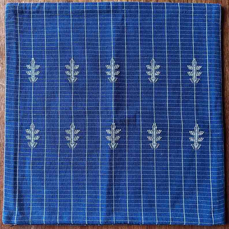 Hand embroidered blue cushion covers