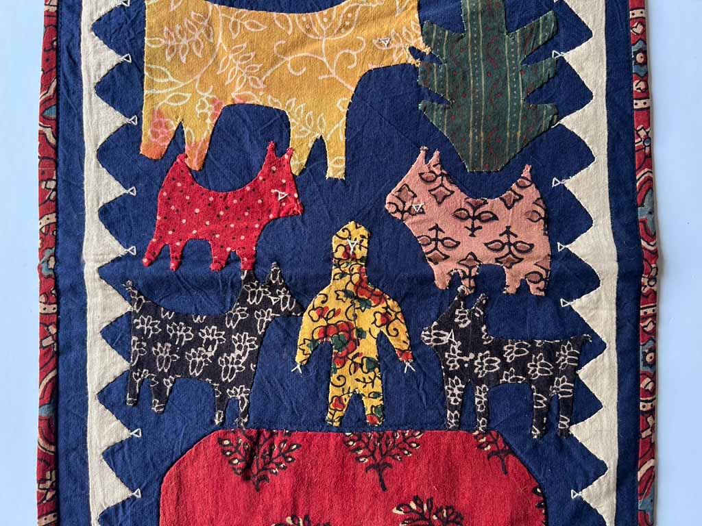 The kids looking after the animals, blue background