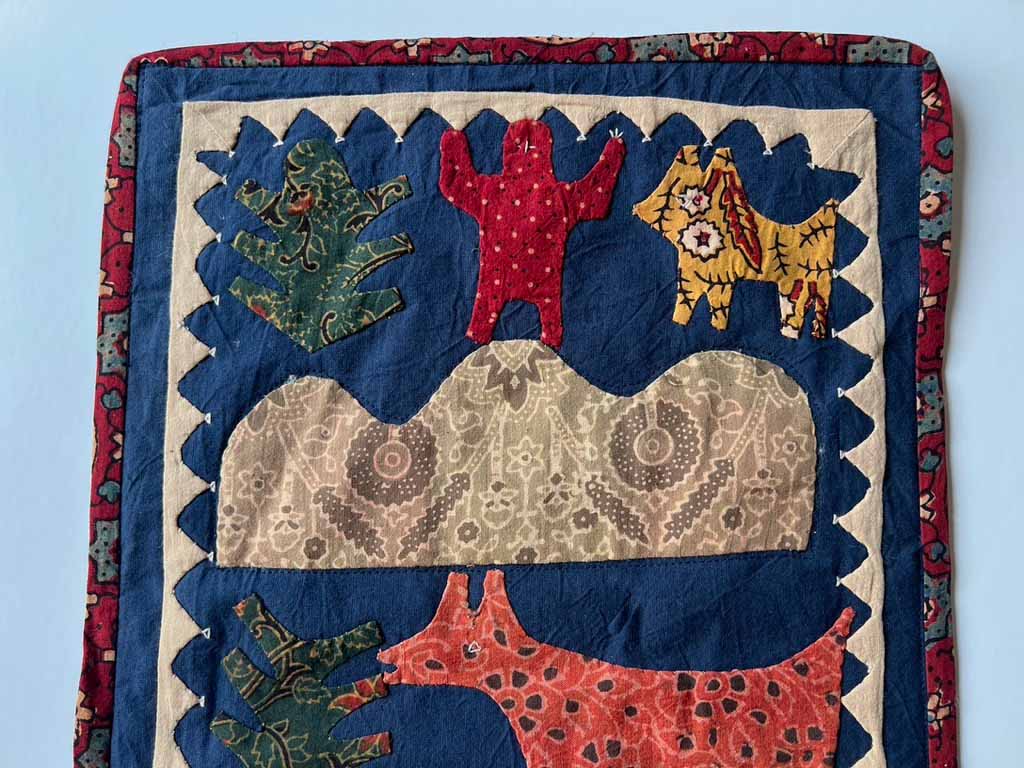 Kids looking after the animals, blue background