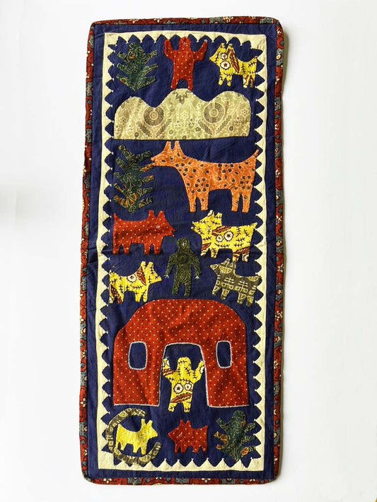 Kids looking after the animals, blue background