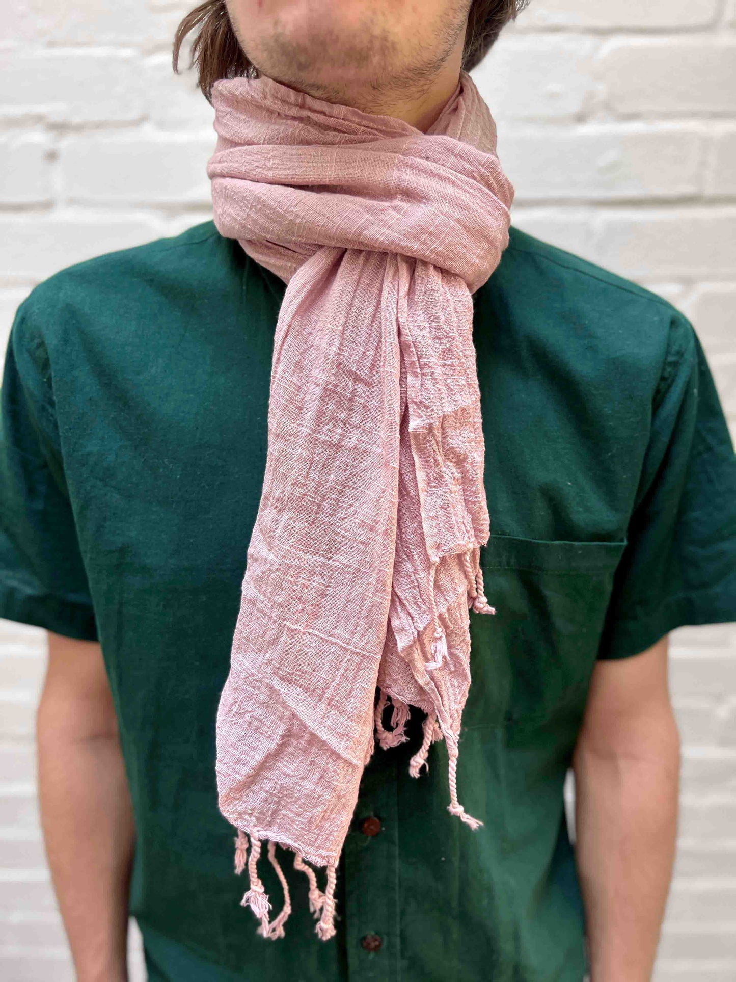 Light pink scarf with tassels