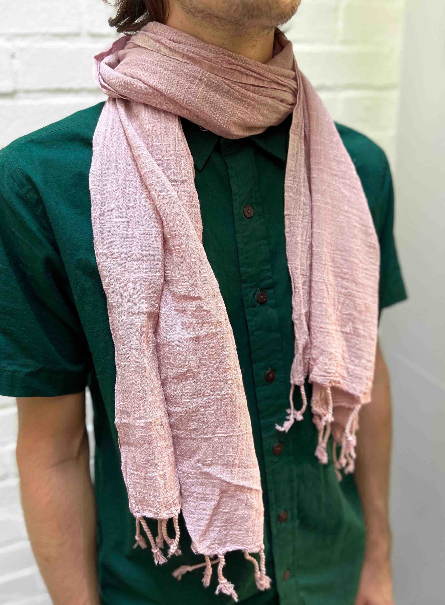 Light pink scarf with tassels