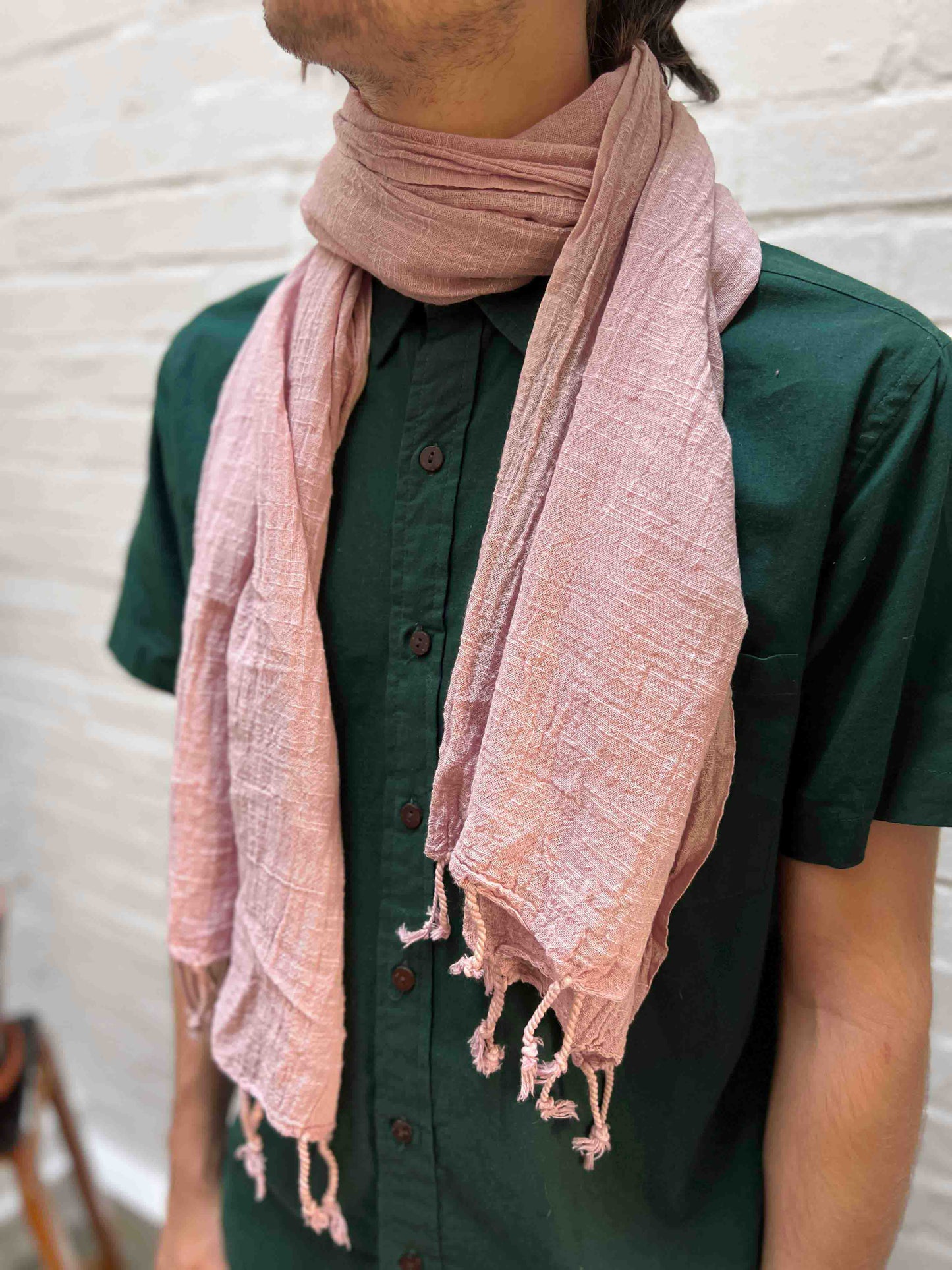 Light pink scarf with tassels