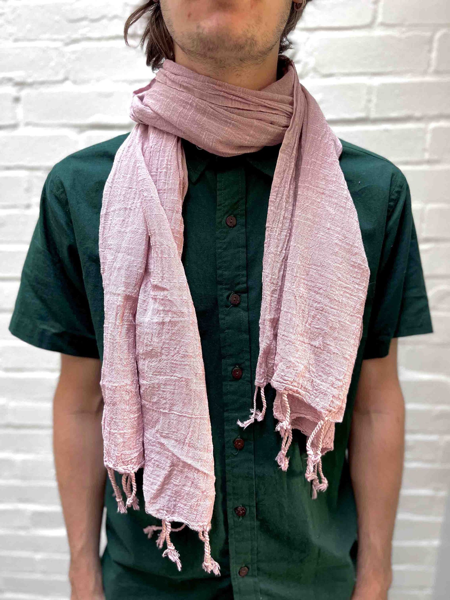 Light pink scarf with tassels