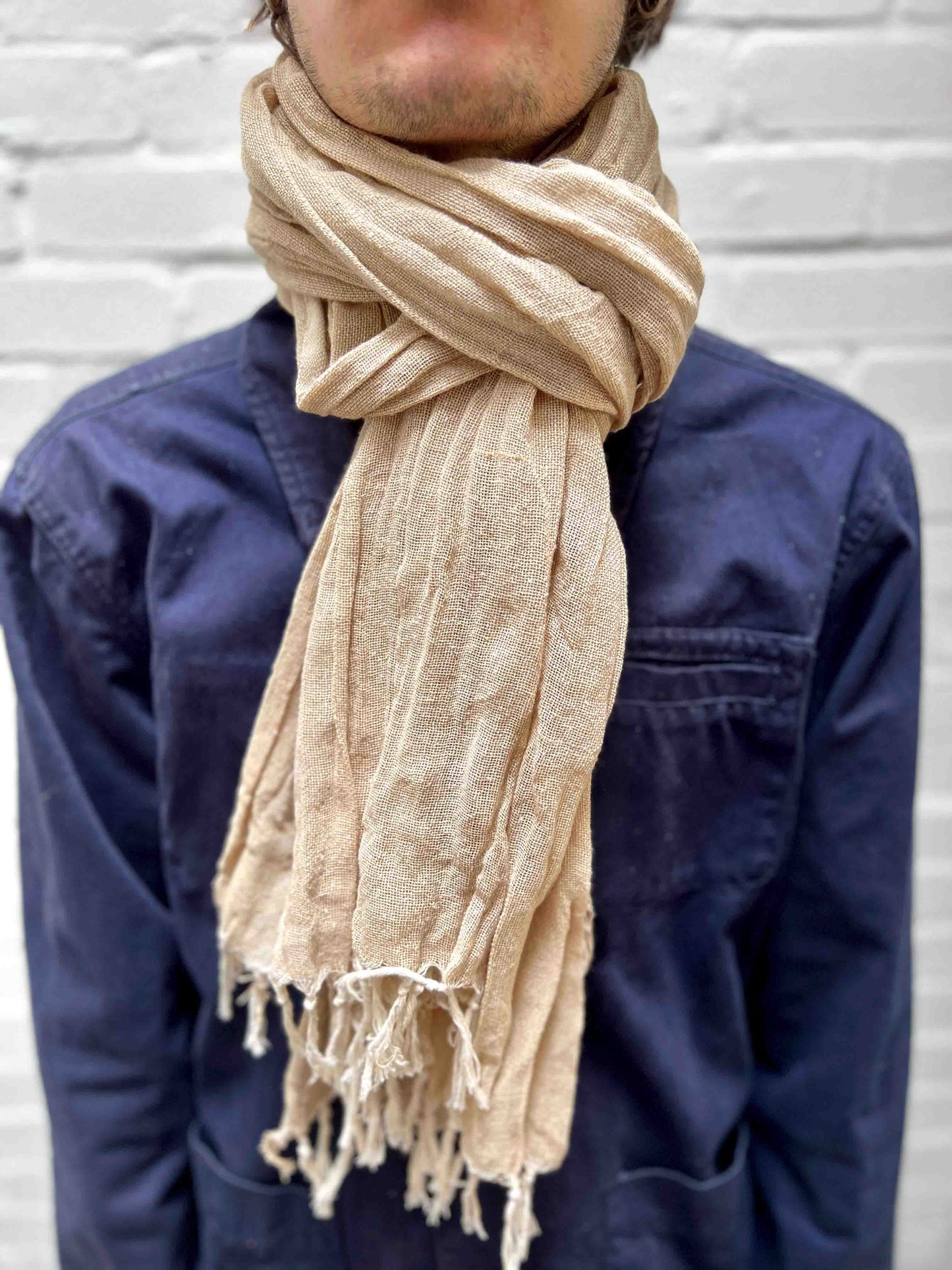 Large sand scarf with tassels