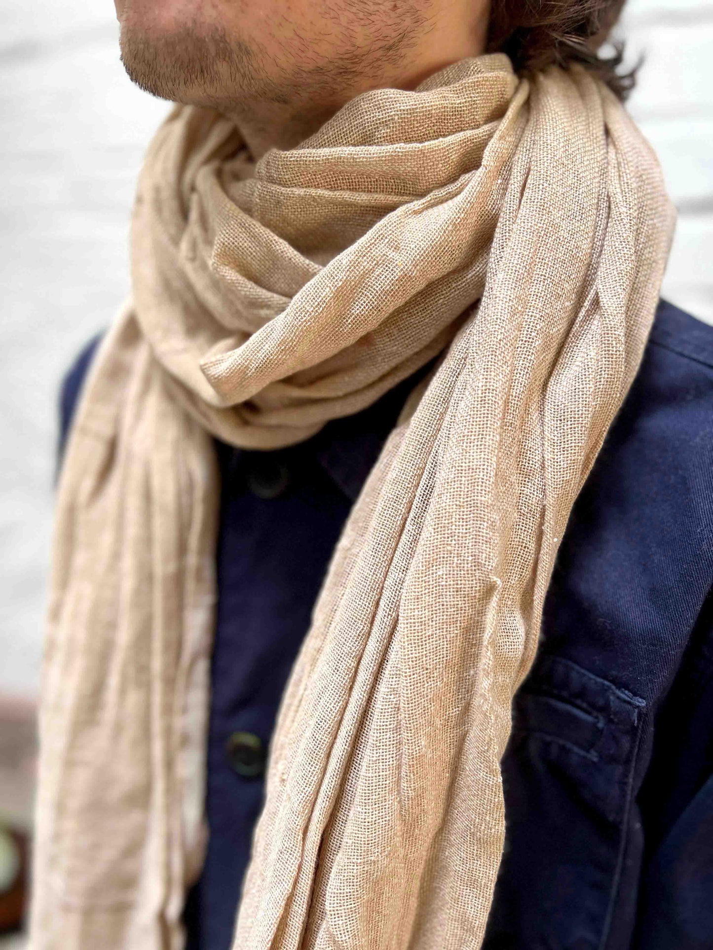 Large sand scarf with tassels