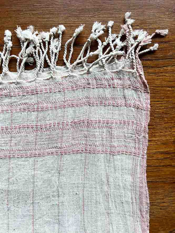 Set of four pink organic Kala cotton table napkins