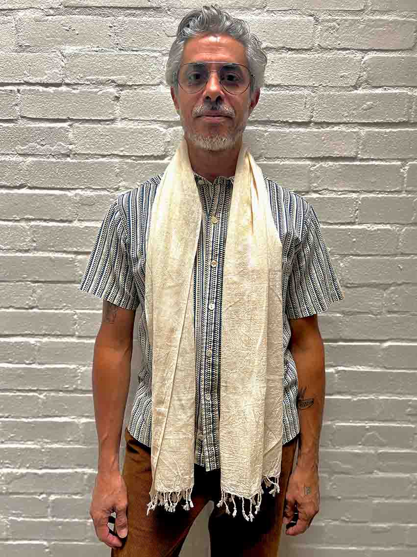 Hand woven raw organic kala cotton scarf from Kutch