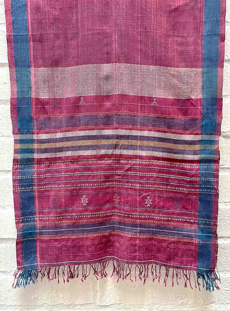 Burgandy & indigo silk and kala cotton scarf
