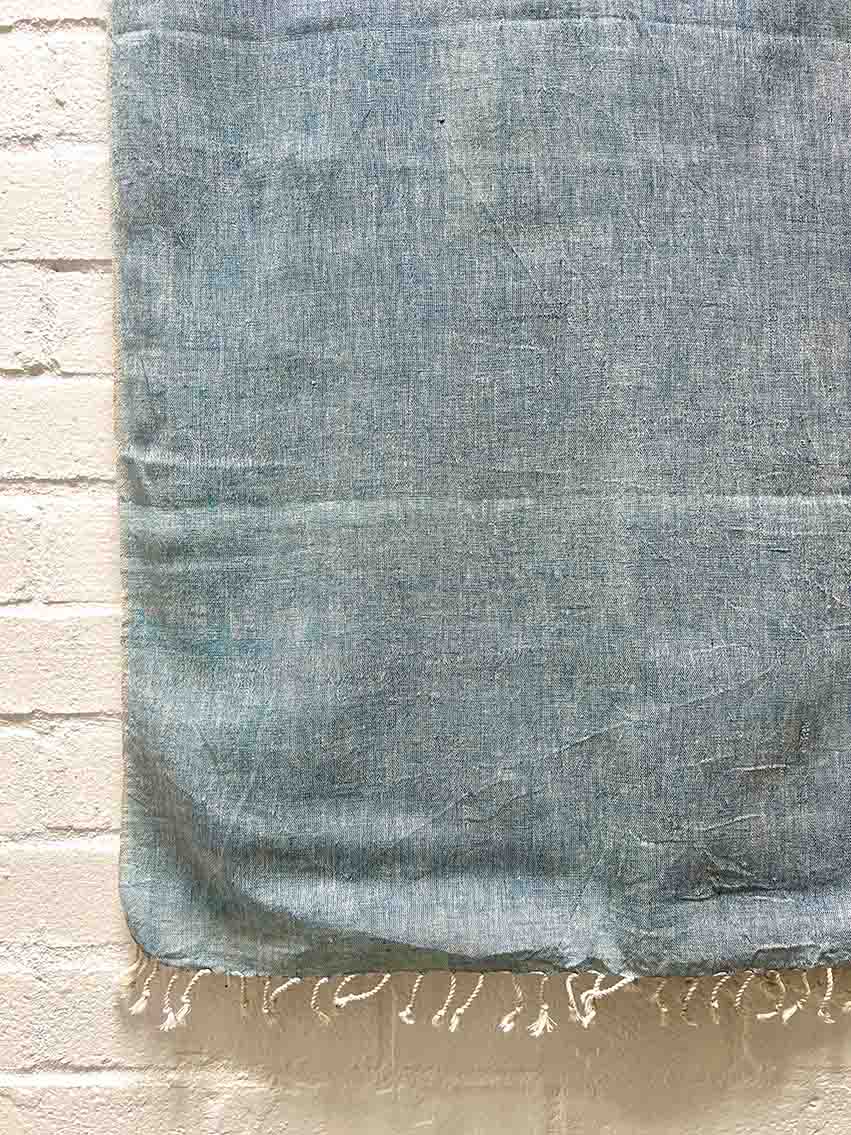 Hand woven light indigo organic kala cotton scarf from Kutch