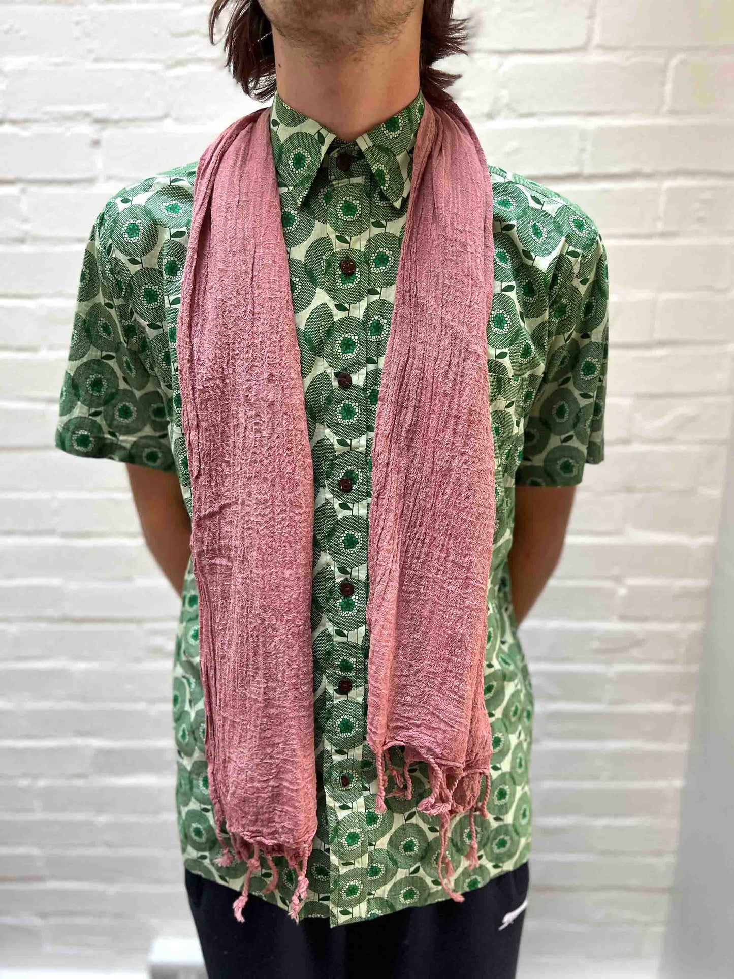 Dusky pink scarf with tassels