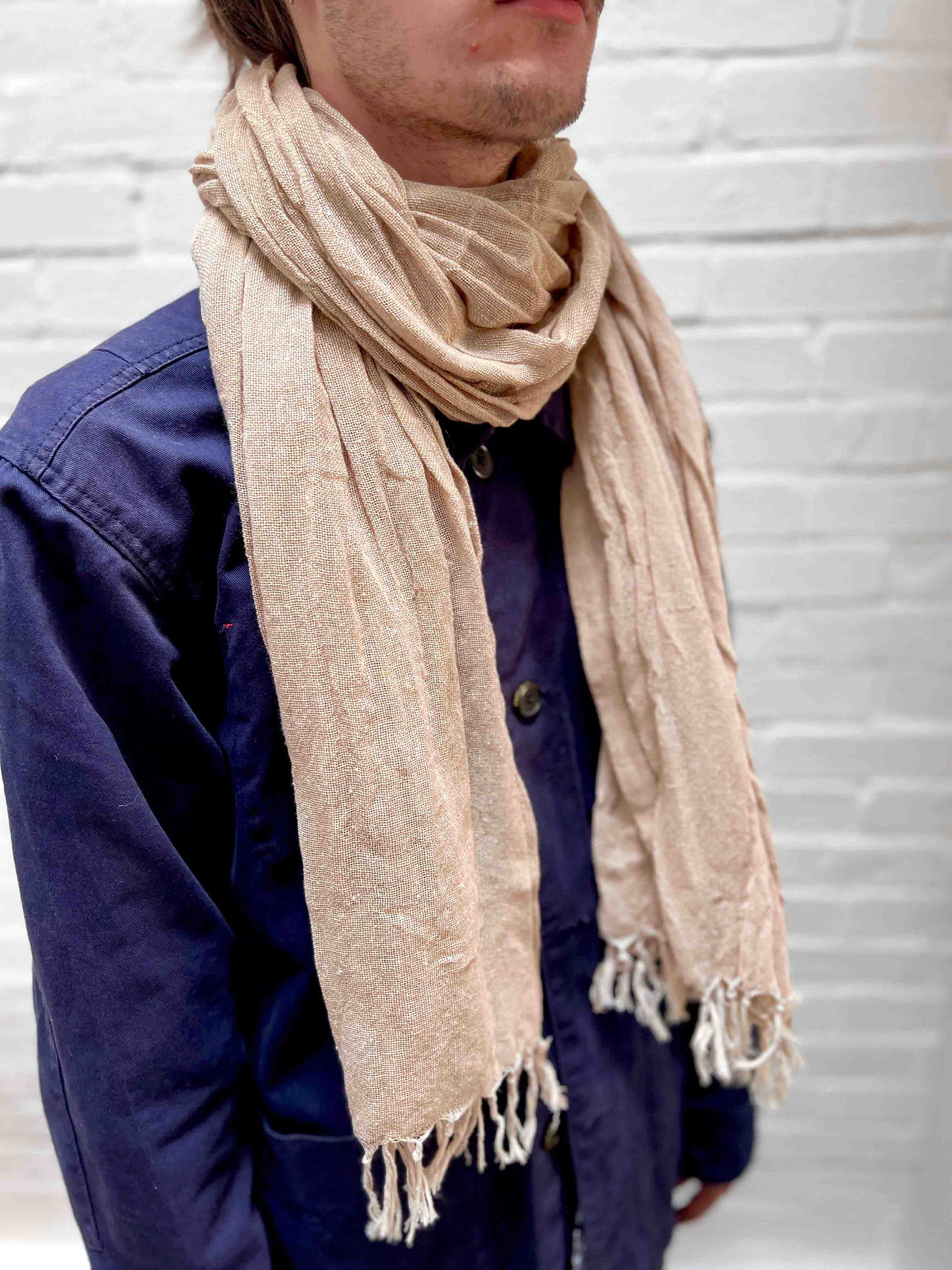 Large sand scarf with tassels