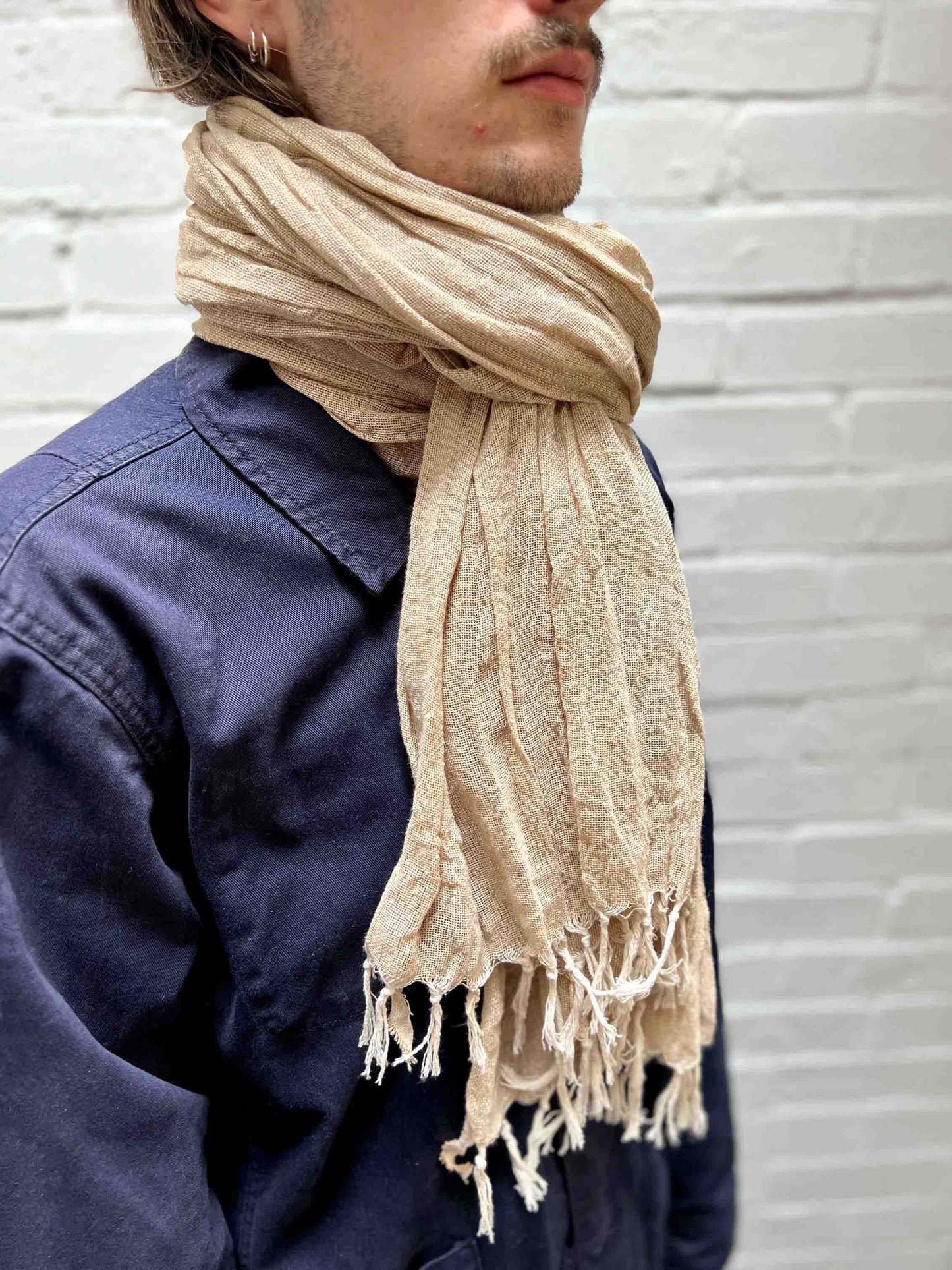 Large sand scarf with tassels